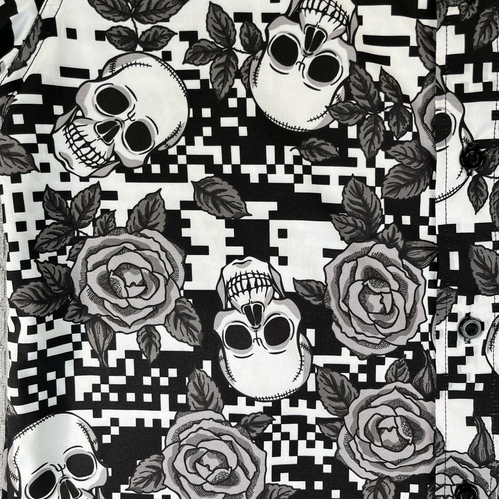 Skulls/roses punk rock & roll Shirt Men (M)‎  just attitude death tattoo Art